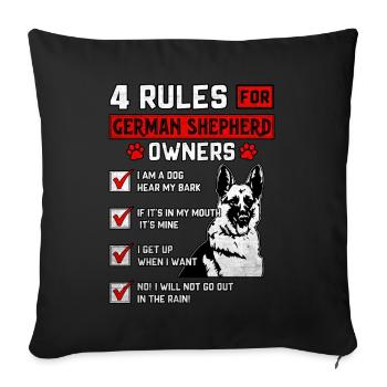 4 Rules for German Shepherd Owners - Sofa pillowcase 17,3'' x 17,3'' (45 x 45 cm) - black - Front