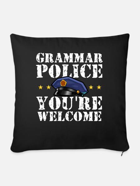 Grammatikpolizei - Englischlehrer - Sofakissenbezug 45 x 45 cm - Schwarz