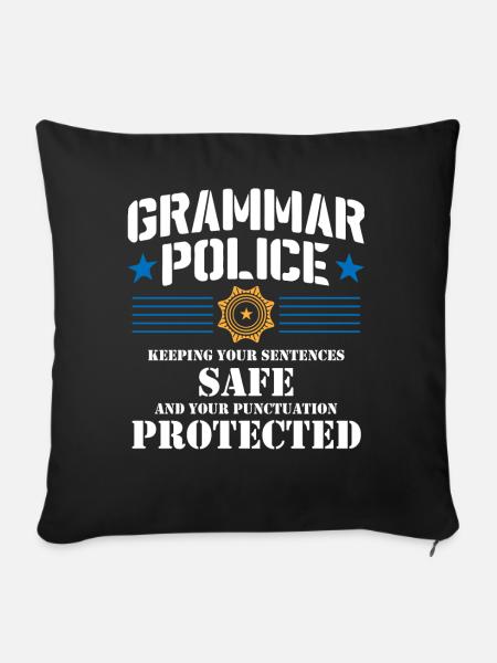 Grammatikpolizei - Englischlehrer - Sofakissenbezug 45 x 45 cm - Schwarz