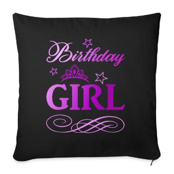 Birthday Girl - Sofa pillowcase 17,3'' x 17,3'' (45 x 45 cm) - black - Front