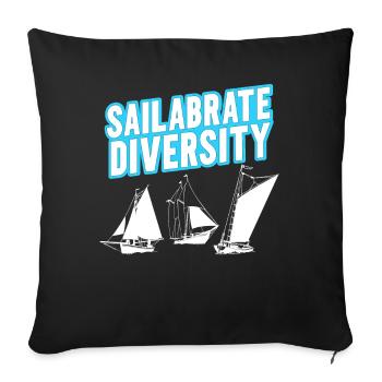 Drôle de voilier pour le capitaine du bateau - Housse de coussin décorative 45 x 45 cm - noir - Devant