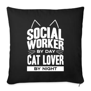 Social worker - Sofa pillowcase 17,3'' x 17,3'' (45 x 45 cm) - black - Front