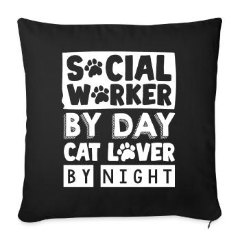 Social worker - Sofa pillowcase 17,3'' x 17,3'' (45 x 45 cm) - black - Front