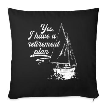 Pension Pension Retraite Sailor Sailboat - Housse de coussin décorative 45 x 45 cm - noir - Devant