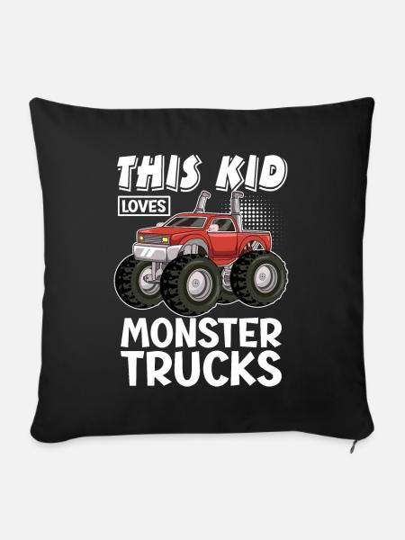 Dieses Kind Liebt Monstertrucks - Sofakissenbezug 45 x 45 cm - Schwarz