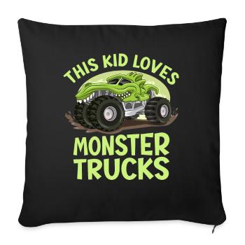 This kid loves monster trucks - Sofa pillowcase 17,3'' x 17,3'' (45 x 45 cm) - black - Front
