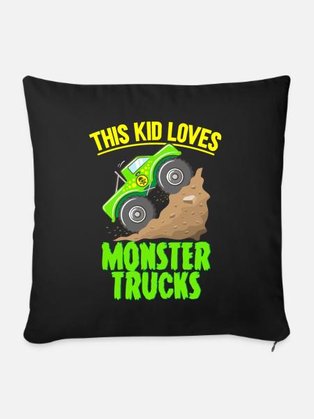 Dieses Kind Liebt Monstertrucks - Sofakissenbezug 45 x 45 cm - Schwarz