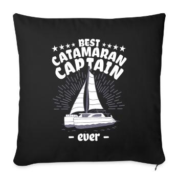 Catamaran Sailing Sailor Best Catamaran Captain - Sofa pillowcase 17,3'' x 17,3'' (45 x 45 cm) - black - Front