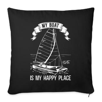 Catamaran sailboat saying - Sofa pillowcase 17,3'' x 17,3'' (45 x 45 cm) - black - Front