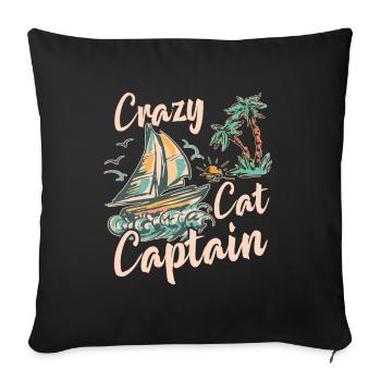 Crazy Catamaran Captain Sailing Sailor - Sofa pillowcase 17,3'' x 17,3'' (45 x 45 cm) - black - Front
