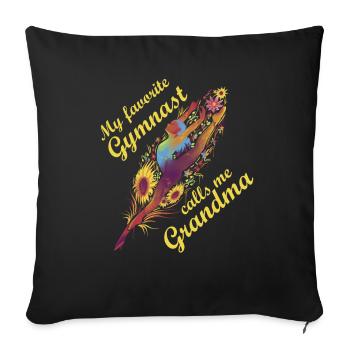 Ma gymnaste préférée m’appelle Grand-mère Turnsport - Housse de coussin décorative 45 x 45 cm - noir - Devant