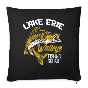 Pikeperch fishing, fish, perch, perch fishing - Sofa pillowcase 17,3'' x 17,3'' (45 x 45 cm) - black - Front
