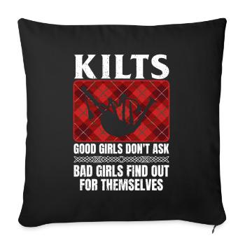Kilt écossais disant jupe écossaise Écosse - Housse de coussin décorative 45 x 45 cm - noir - Devant