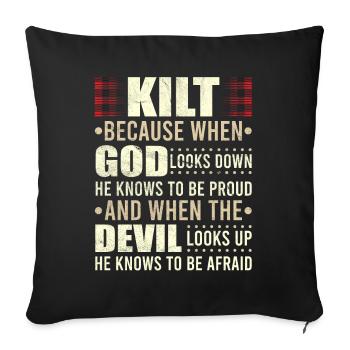 Kilt écossais disant jupe écossaise Écosse - Housse de coussin décorative 45 x 45 cm - noir - Devant