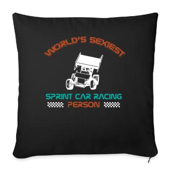 Sprint car races, sprint cars, dirt track races - Sofa pillowcase 17,3'' x 17,3'' (45 x 45 cm) - black - Front