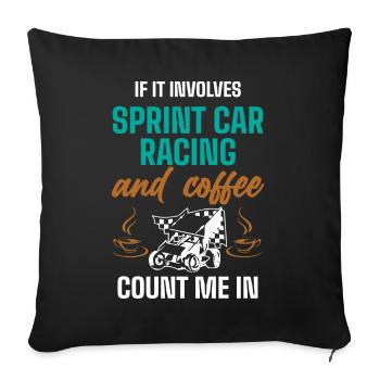Sprint car races, sprint cars, dirt track races - Sofa pillowcase 17,3'' x 17,3'' (45 x 45 cm) - black - Front