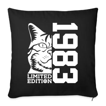 LIMITED EDITION 1983 CAT 43RD BIRTHDAY - Sofa pillowcase 17,3'' x 17,3'' (45 x 45 cm) - black - Front