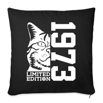 LIMITED EDITION 1973 CAT 53RD BIRTHDAY - Sofa pillowcase 17,3'' x 17,3'' (45 x 45 cm) - black - Front