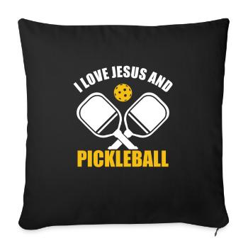 Pickleball Love Jesus et Pickleball Citation - Housse de coussin décorative 45 x 45 cm - noir - Devant