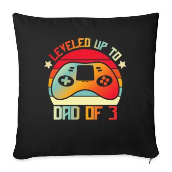 Le joueur de jeu Papa a atteint le niveau de papa de 3 enfants - Housse de coussin décorative 45 x 45 cm - noir - Devant