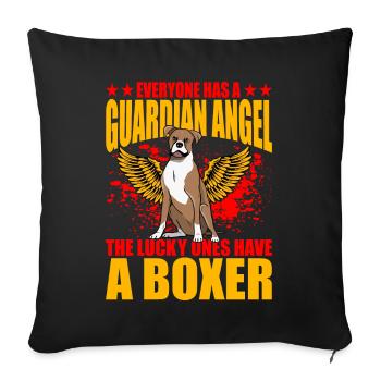 Tout le monde a un Angel Boxer gardien - Housse de coussin décorative 45 x 45 cm - noir - Devant