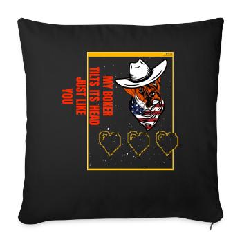 My Boxer tilts his Head just like you - Sofa pillowcase 17,3'' x 17,3'' (45 x 45 cm) - black - Front