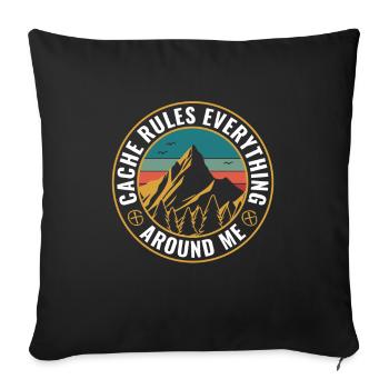 Geocaching Cache Regeln Alles Um Mich Herum - Sofakissenbezug 45 x 45 cm - Schwarz - Vorne