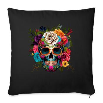 Día de Muertos Crâne de sucre Crâne mexicain - Housse de coussin décorative 45 x 45 cm - noir - Devant
