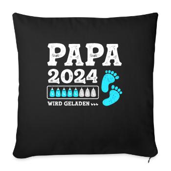 Vater 2024 Werdender Papa Loading 2024 - Sofakissenbezug 45 x 45 cm - Schwarz - Vorne