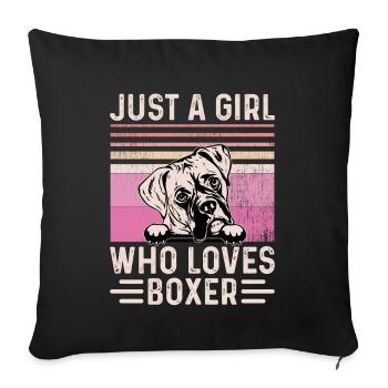 Juste une fille qui aime le boxeur - Housse de coussin décorative 45 x 45 cm - noir - Devant