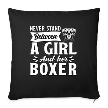 Ne vous tenez jamais entre une fille et son boxeur - Housse de coussin décorative 45 x 45 cm - noir - Devant