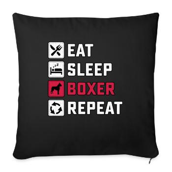 Eat Sleep Boxer Repeat - Sofa pillowcase 17,3'' x 17,3'' (45 x 45 cm) - black - Front