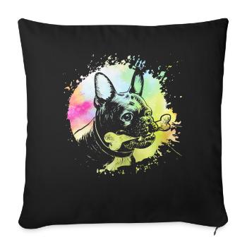 Bouledogue français - Housse de coussin décorative 45 x 45 cm - noir - Devant