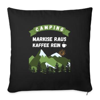 Camping Markise raus Kaffee rein - Design - Sofakissenbezug 45 x 45 cm - Schwarz - Vorne