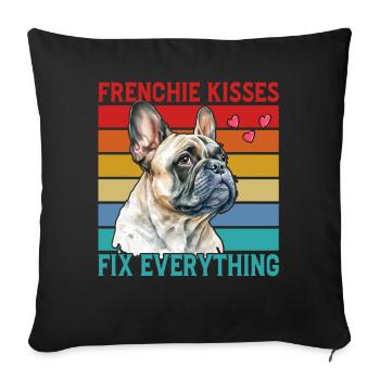Frenchie Kisses fix everything - Sofa pillowcase 17,3'' x 17,3'' (45 x 45 cm) - black - Front