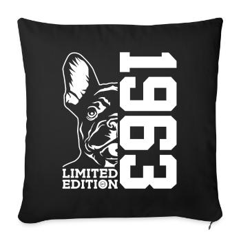 63RD BIRTHDAY FRENCH BULLDOG 1963 - Sofa pillowcase 17,3'' x 17,3'' (45 x 45 cm) - black - Front