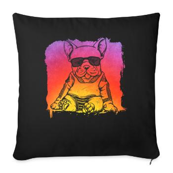 Bouledogue français - Housse de coussin décorative 45 x 45 cm - noir - Devant
