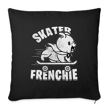 Skater frenchie - Sofa pillowcase 17,3'' x 17,3'' (45 x 45 cm) - black - Front