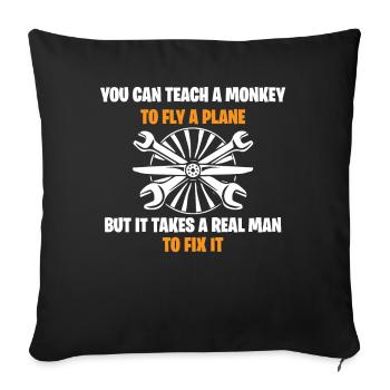 Mécanicien d’aéronefs - Housse de coussin décorative 45 x 45 cm - noir - Devant