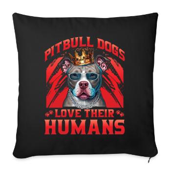 Les chiens Pitbull aiment leurs humains - Housse de coussin décorative 45 x 45 cm - noir - Devant