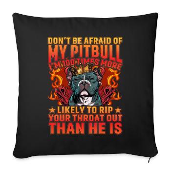 Pitbull drôle de dicton - Housse de coussin décorative 45 x 45 cm - noir - Devant