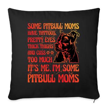 Pitbull Maman drôle de dicton - Housse de coussin décorative 45 x 45 cm - noir - Devant
