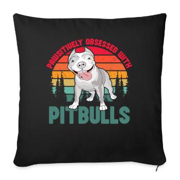 Pawsitivley obsédé par les pitbulls - Housse de coussin décorative 45 x 45 cm - noir - Devant