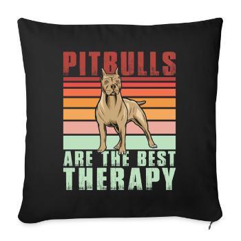 Les pitbulls sont la meilleure thérapie - Housse de coussin décorative 45 x 45 cm - noir - Devant