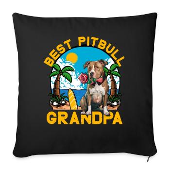 Meilleur grand-père Pitbull - Housse de coussin décorative 45 x 45 cm - noir - Devant
