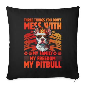 Ne plaisante pas avec mon Pitbull ma famille ma liberté - Housse de coussin décorative 45 x 45 cm - noir - Devant