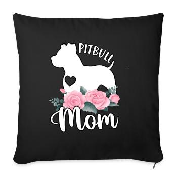 Pitbull Mom - Sofa pillowcase 17,3'' x 17,3'' (45 x 45 cm) - black - Front