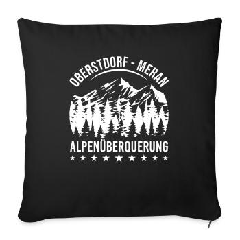 Alpenüberquerung Oberstdorf Meran E5 Fernwanderweg - Sofakissenbezug 45 x 45 cm - Schwarz - Vorne