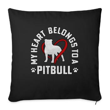 Mon cœur appartient à un pitbull - Housse de coussin décorative 45 x 45 cm - noir - Devant