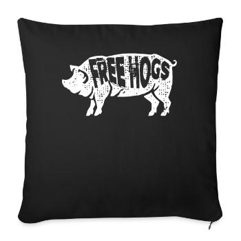 Pig hunting, wild boar hunters - Sofa pillowcase 17,3'' x 17,3'' (45 x 45 cm) - black - Front